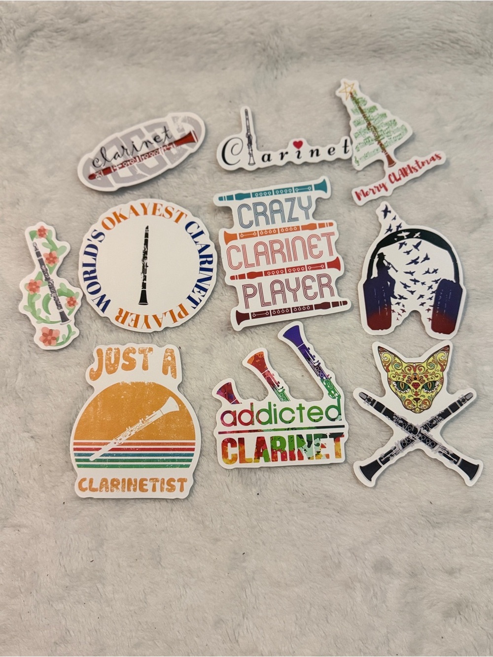 💜 CLARINET PLAYERS ROCK!!! Clarinet Pack of 10 Stickers